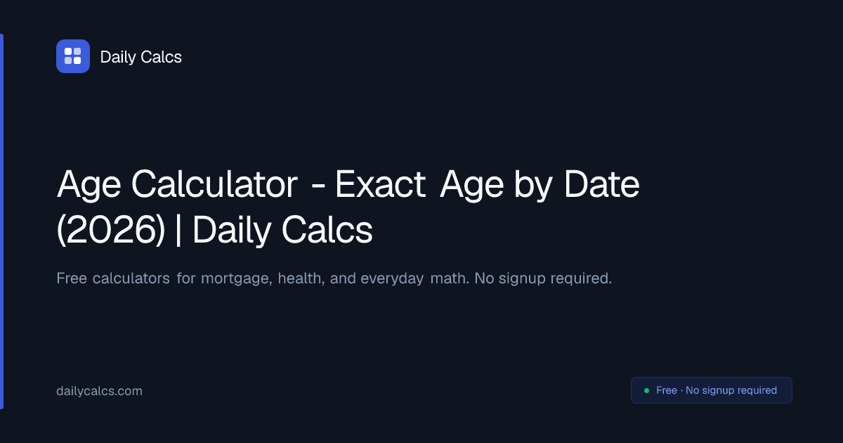 Age Calculator - Exact Age by Date (2026) | Daily Calcs