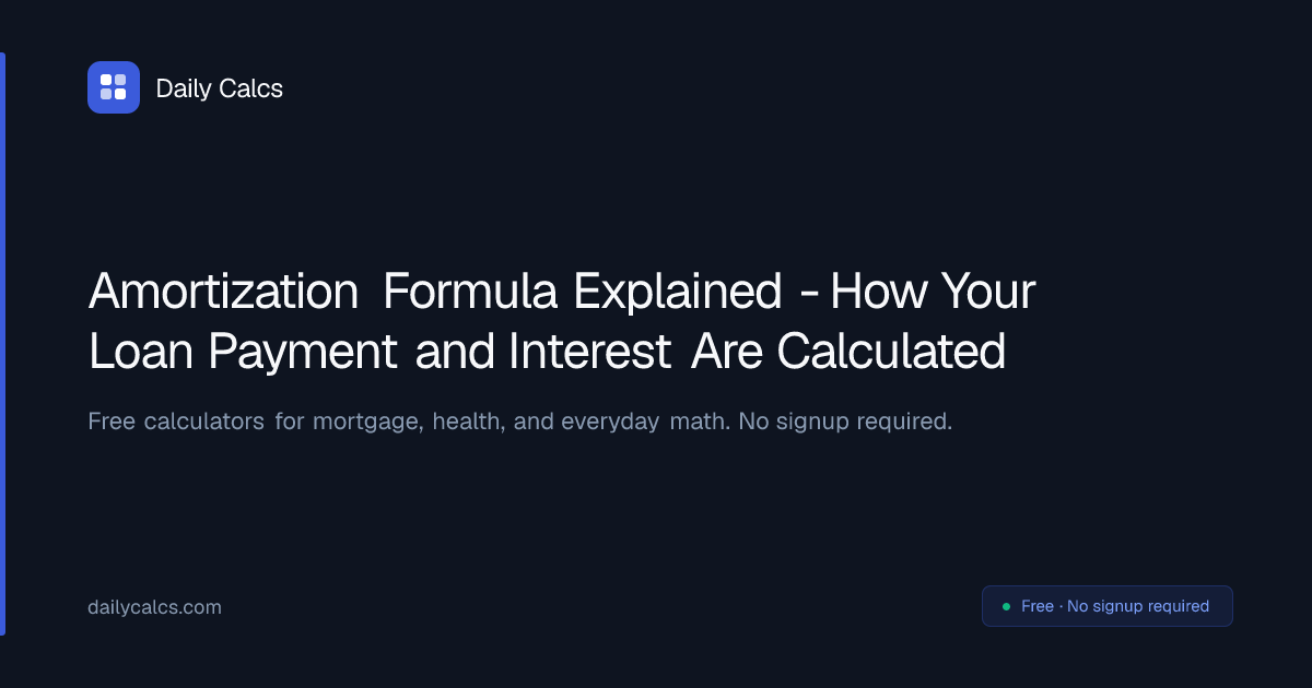 Amortization Formula - Payment Calculation (2026) | Daily Calcs