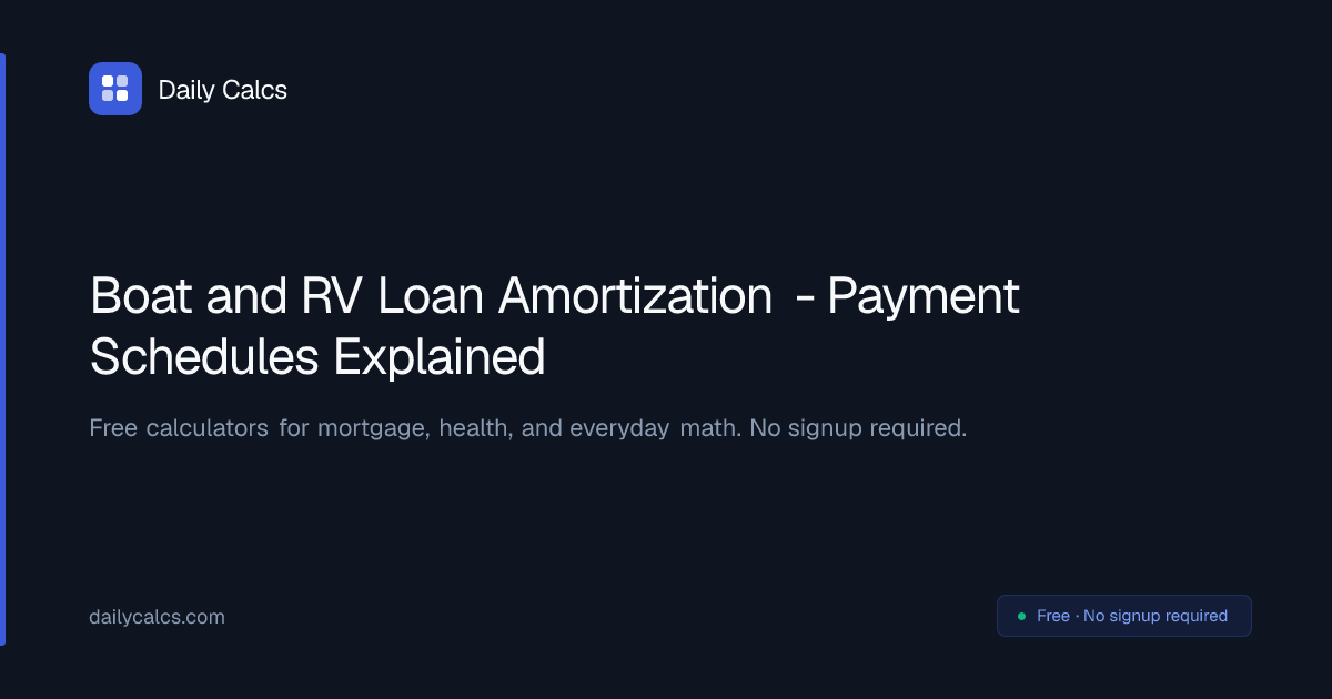 Boat & RV Loan Amortization Guide (2026) | Daily Calcs