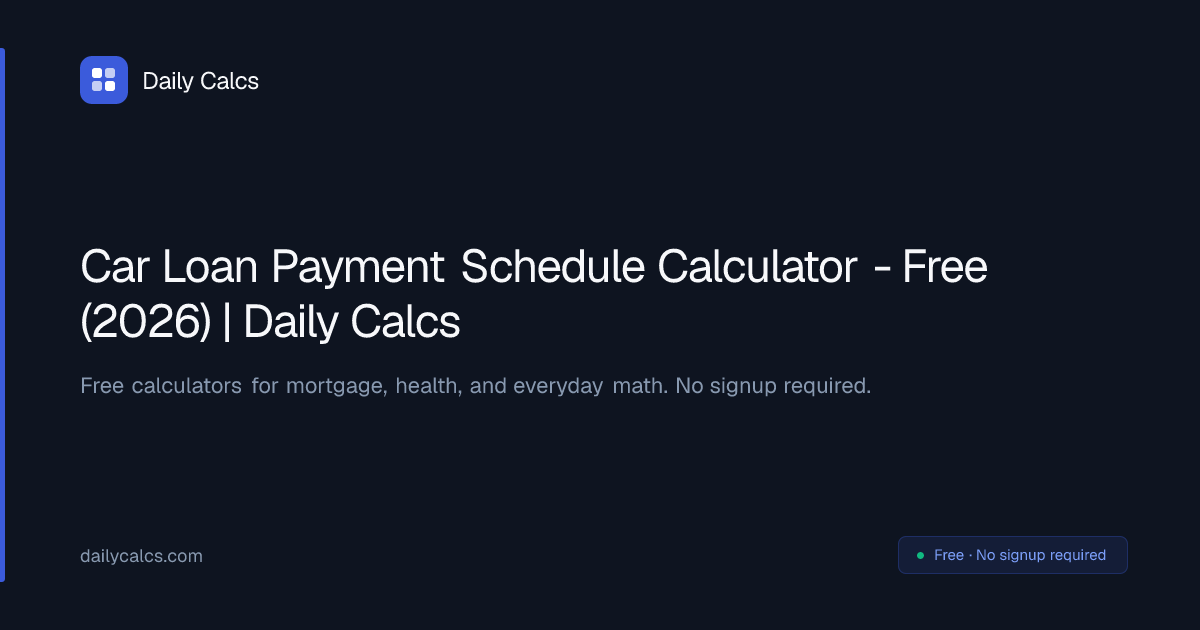 Car Loan Payment Schedule Calculator - Free (2026) | Daily Calcs