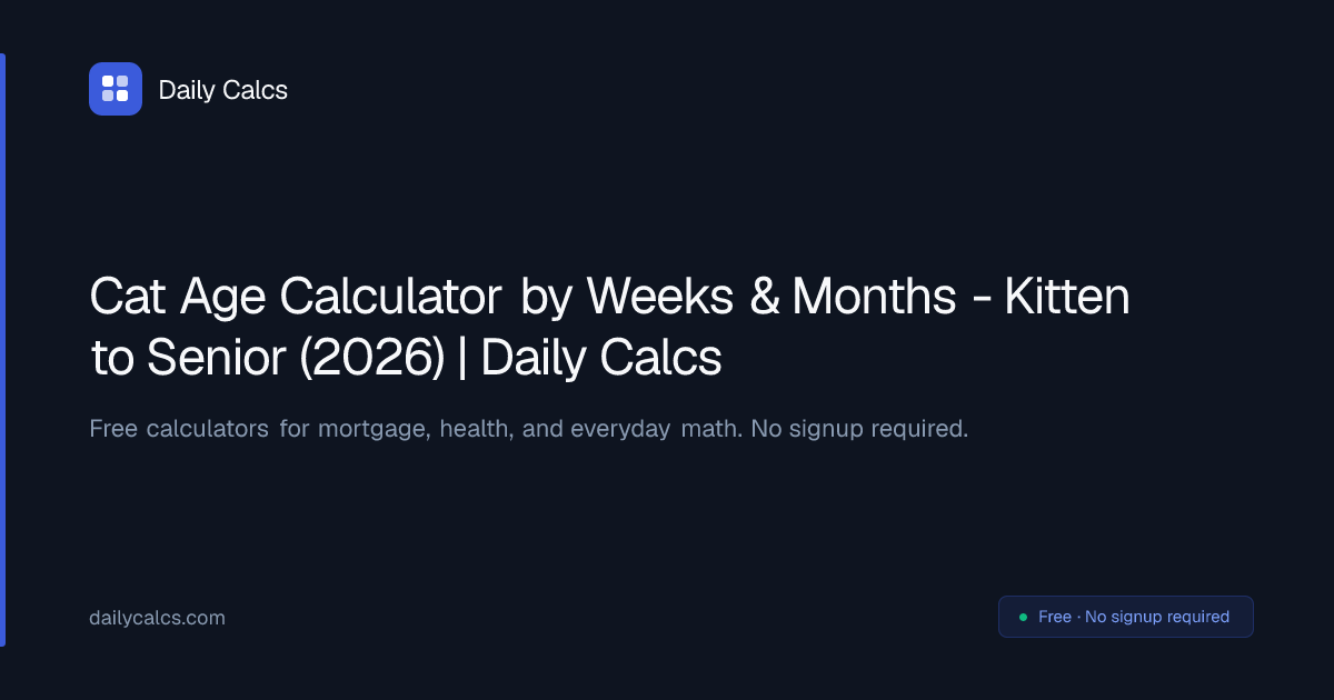 Cat Age Calculator by Weeks & Months - Kitten to Senior (2026) | Daily ...