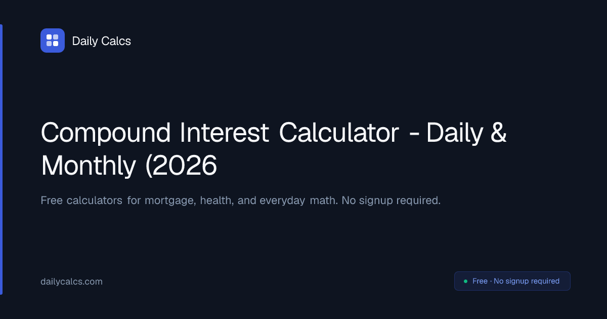 Compound Interest Calculator - Daily & Monthly (2026) | Daily Calcs
