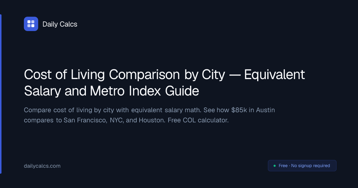 Cost of Living Comparison by City - Salary Guide (2026) | Daily Calcs