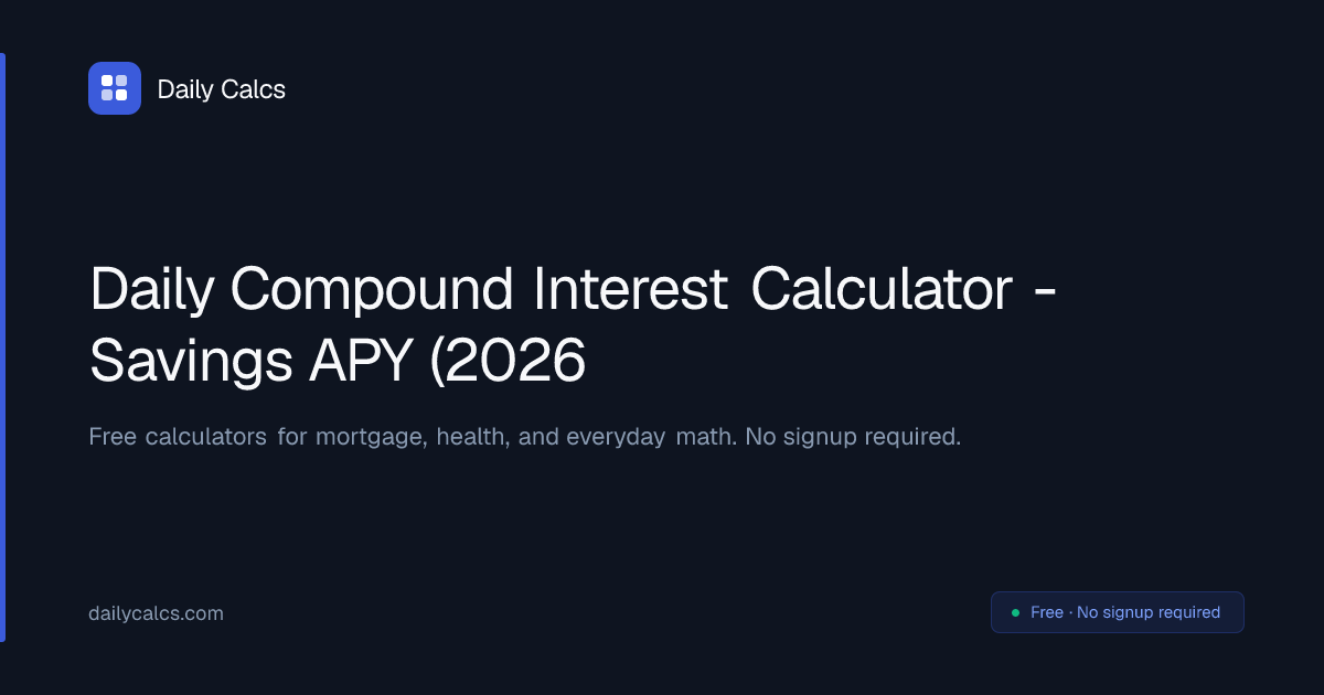 Apy Calculation Chart.pdf Daily Compound Interest Calculator - Savings APY (2026) | Daily Calcs