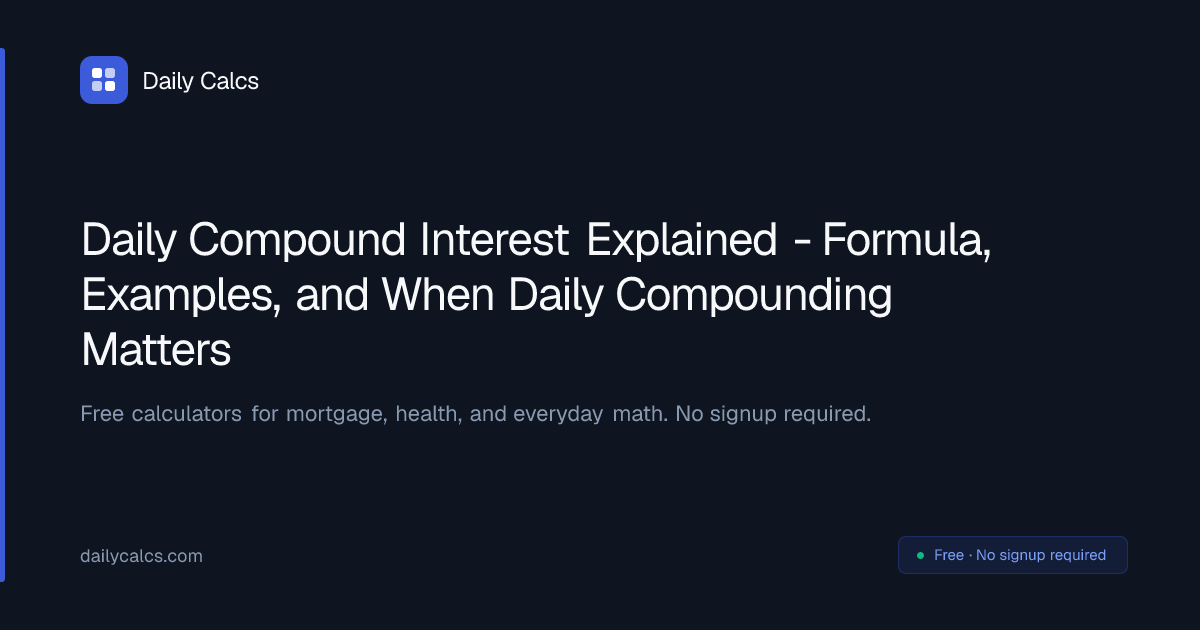 Daily Compound Interest Calculator - Formula Guide (2026) | Daily Calcs