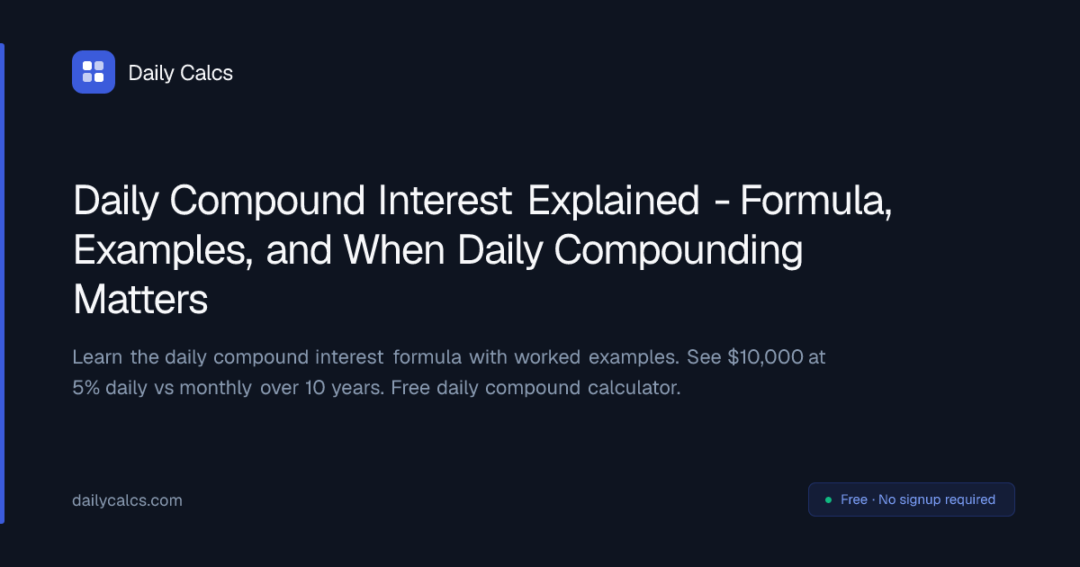 Daily Compound Interest Calculator - Formula Guide (2026) | Daily Calcs