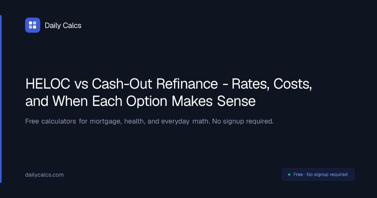 HELOC vs Cash-Out Refinance - Which Wins? (2026) | Daily Calcs