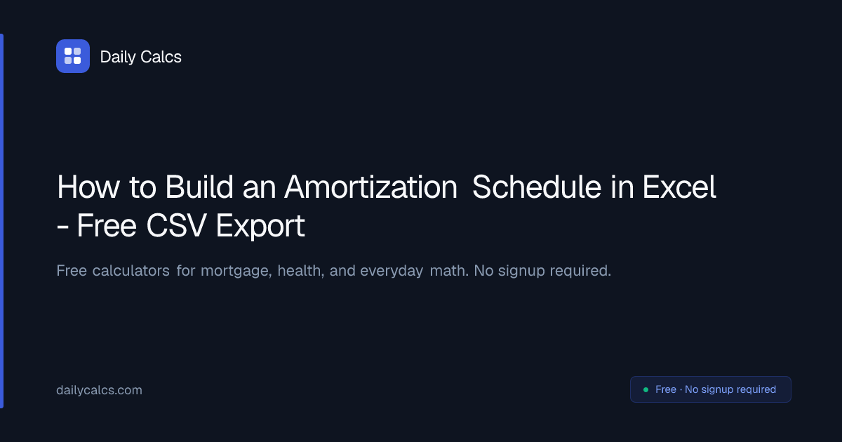 Build an Amortization Schedule in Excel (Free Template) 2026 | Daily Calcs
