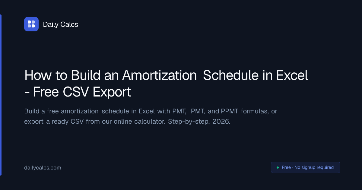 How To Count Cells In Excel Build an Amortization Schedule in Excel (Free Template) 2026 | Daily Calcs