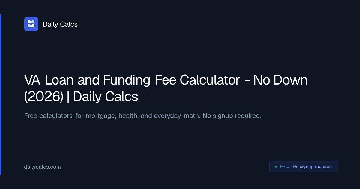 VA Loan and Funding Fee Calculator - No Down (2026) | Daily Calcs