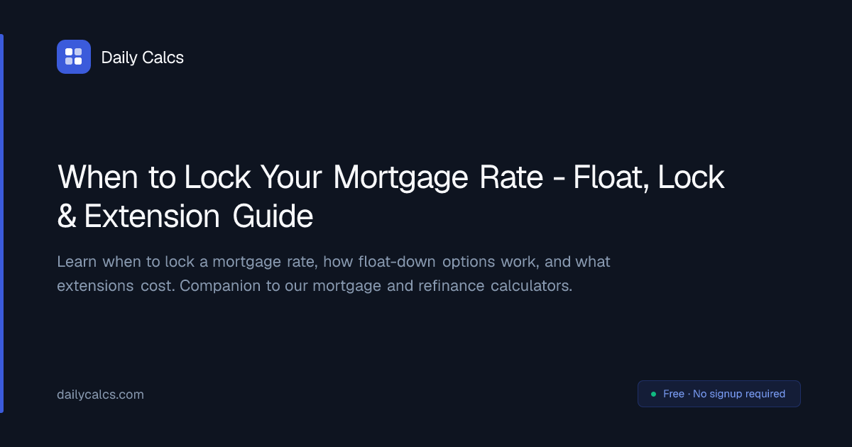 Lower Intrest Rates Mortgage Rate Lock Timing Guide (2026) | Daily Calcs